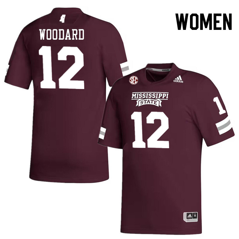 Women #12 Tyler Woodard Mississippi State Bulldogs College Football Jerseys Stitched-Maroon